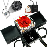 cdco preserved roses with heart necklace in gift box