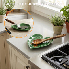 Dishwasher safe spoon rest CDJZDGD with leaf motif