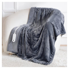 Ceamorfco heated blanket throw gray 50x60 on bed