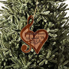 Front side sanded laser engraved cedar ornament designed in Texas USA