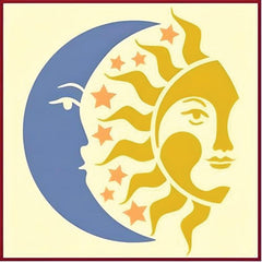 Reusable 10 mil Mylar stencil for Moon Sun Stars design