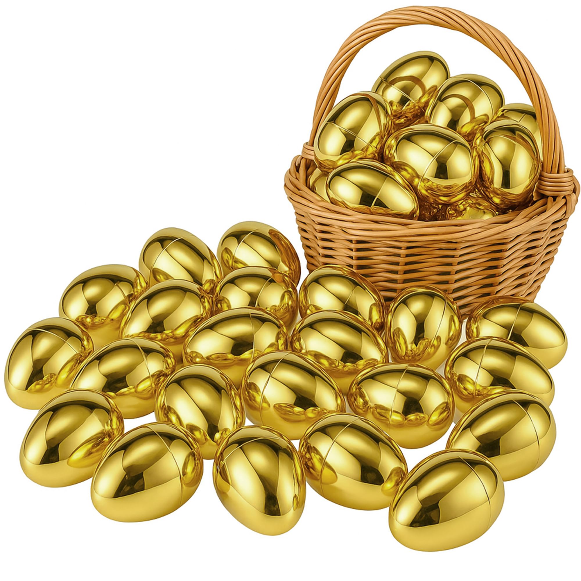 Celmuron 30 Pack 3.15 inch golden Easter eggs for Easter hunts