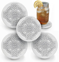 Celtic Cross Absorbent Drink Coasters set of 4 on table