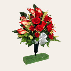 Cemetery cone floral arrangement for graveside vases