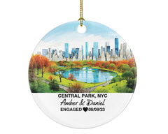 Central Park travel ornament front print ceramic 3 inch diameter