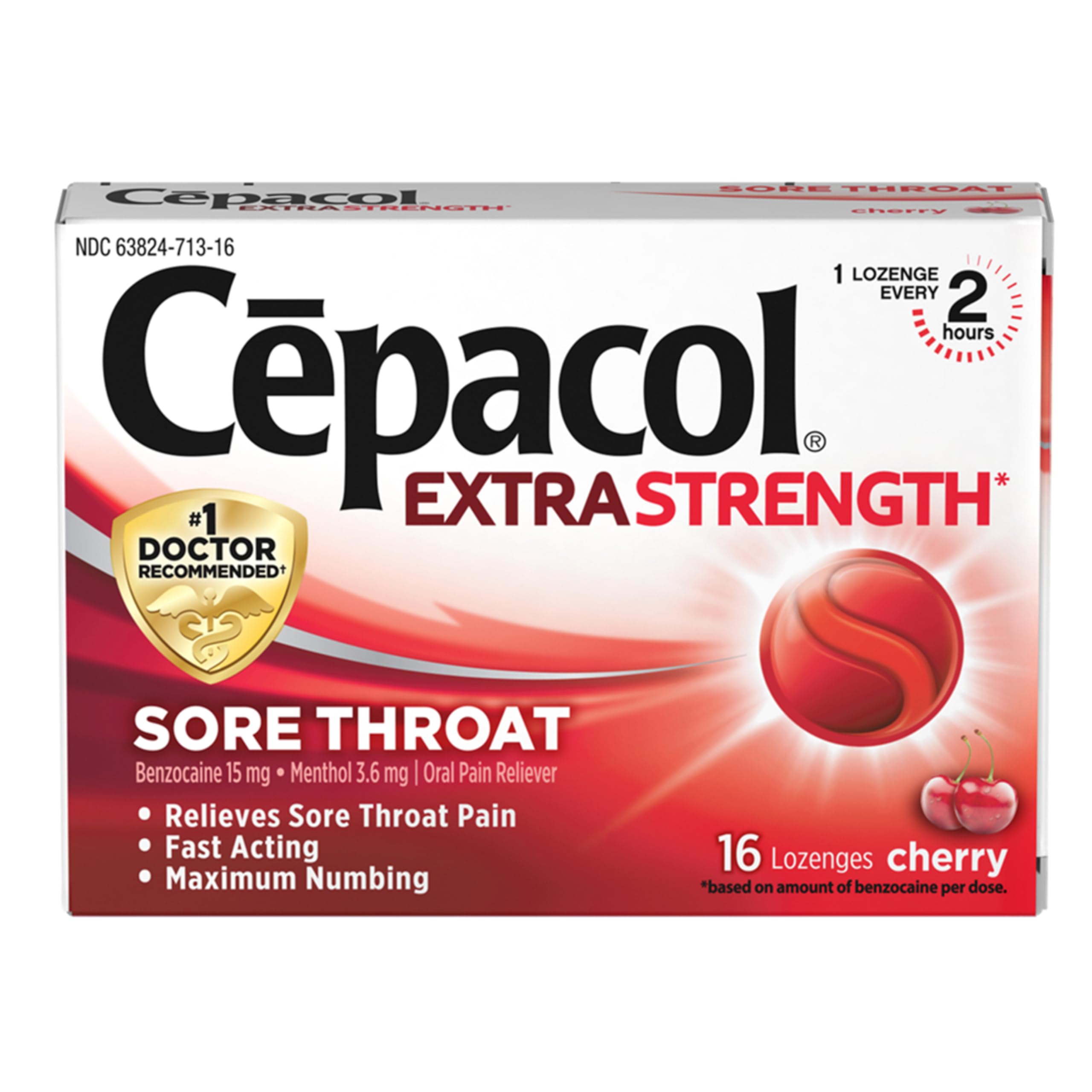 Cepacol Extra Strength Sore Throat Lozenges Cherry 16ct packaging