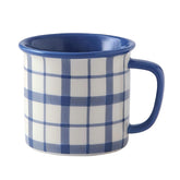 Ceramic Checkered Mug in blue and white gingham pattern