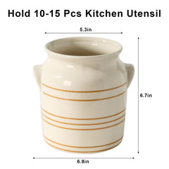 Ceramic farmhouse utensil holder kitchen counter