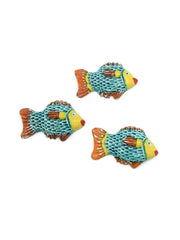 All blue ceramic fish wall hanging