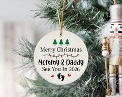2.75 inch ceramic ornament with gold string for hanging