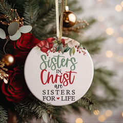 3 inch ceramic ornament with Christian friendship motif
