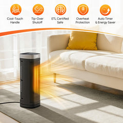 1500W ceramic space heater with digital thermostat display