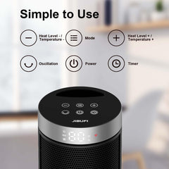 Portable indoor heater with remote control and settings