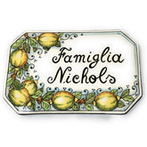 Ceramiche D'Arte Parrini house number tile with lemons on ivory background