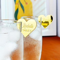 Champagne Toppers Acrylic Tags for Wedding Use Black Mirror