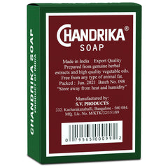 Chandrika Ayurvedic bar soap 75gm bar size label