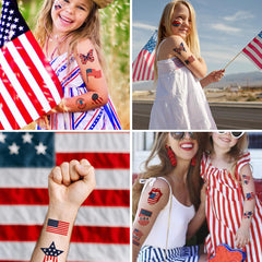 easy apply safe removable patriotic tattoos on green backing