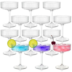 Cheardia 12 pack ribbed martini glasses 10oz