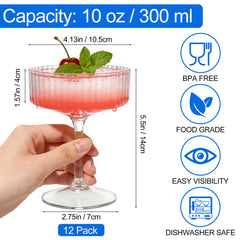 Cheardia ribbed martini glasses 10oz plastic