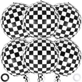 Black and white checkered foil balloon 22 inch round