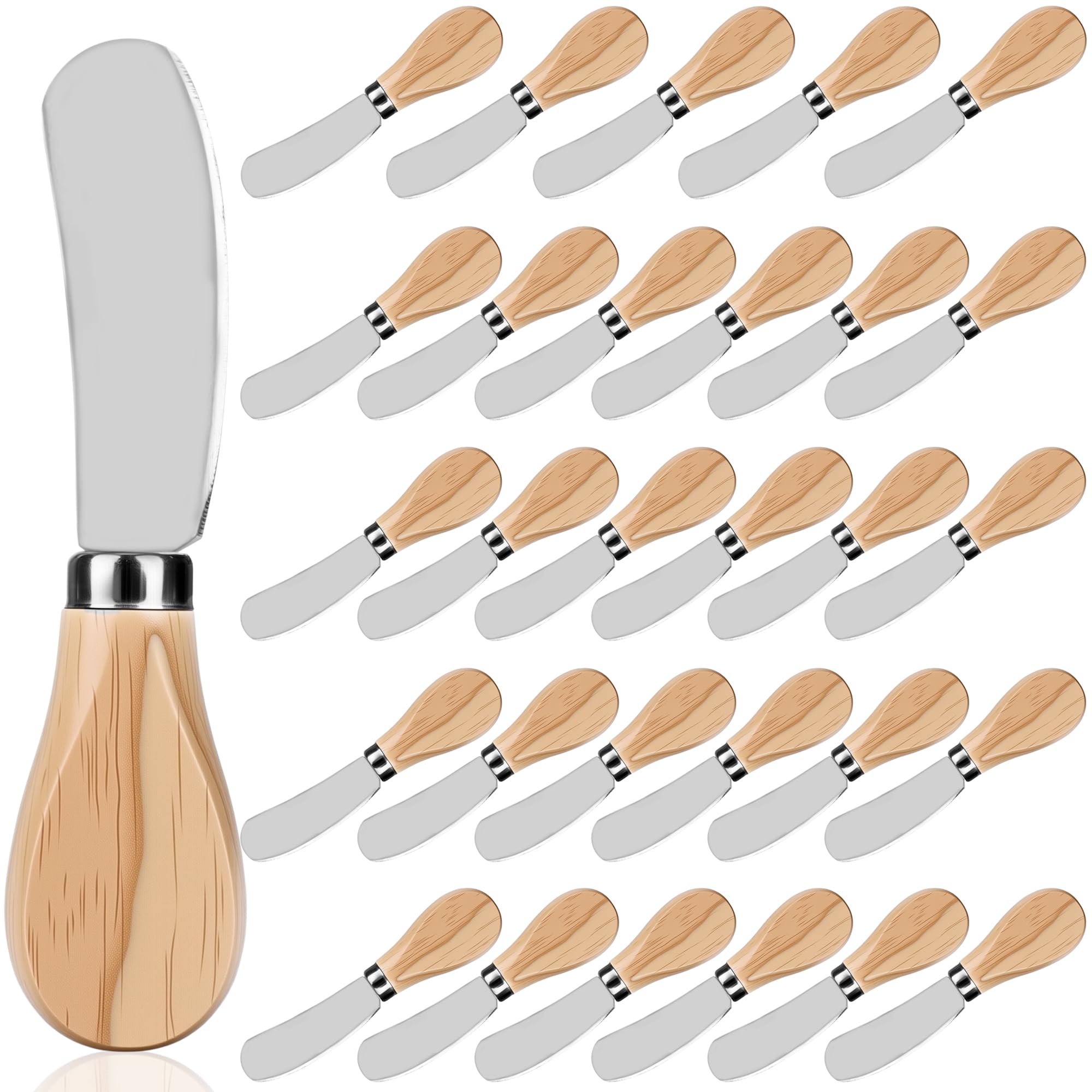 Cheese spreader knives set with wood handles