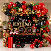 273pc cheetah birthday decorations kit with banner backdrop and toppers