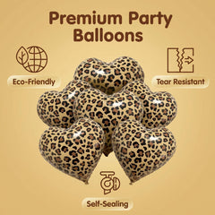 Cheetah print heart foil balloons close up