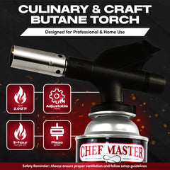 Kitchen use of Chef Master torch for caramelizing creme brulee