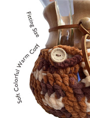 Colorful winter decor crochet cozy for Chemex