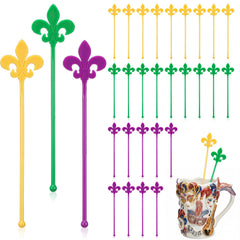 Chengu Mardi Gras Swizzle Sticks 5.91 inch 30 pack Fleur De Lis design