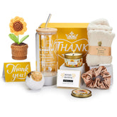 Cheoshyo Thank You Gifts for Women 16 oz glass cup with bamboo lid and straw