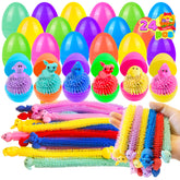 Cherislpy 24 pack prefilled Easter eggs with bunny stretchy strings