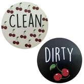 Cherry themed dishwasher magnet with CLEAN side and 3.5 inch diameter