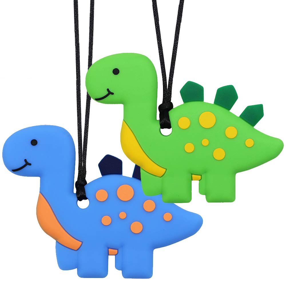 Chew Necklaces for Sensory Kids silicone dinosaur pendant