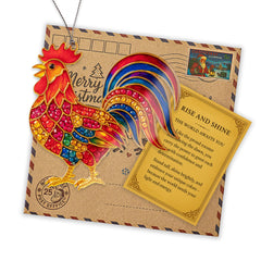 Chicken Ornament 2025 displayed in sunlit window