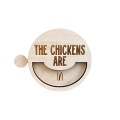 Chickens Are In or Out Sign Reminder chicken coop sign in maple wood