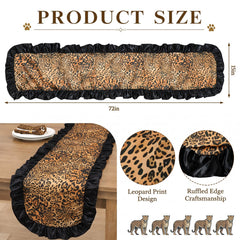 13 x 72 inch leopard print table runner brown