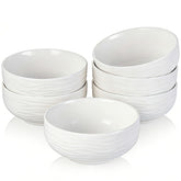 CHILDIKE cereal bowls 6 white ceramic ribbed exterior