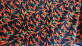 Chili Pepper Kitchen Valance on black cotton fabric
