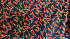 Chili Pepper Kitchen Valance on black cotton fabric