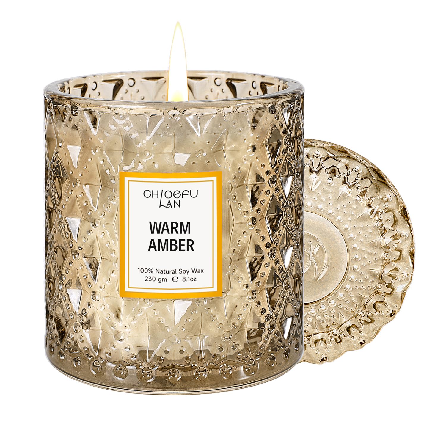 Chloefu LAN Amber Candles 8.1oz candle in glass cup