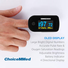 SpO2 monitor reading on CHOICEMMED finger oximeter