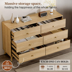 Chrangmay oak dresser for bedroom with 6 drawers
