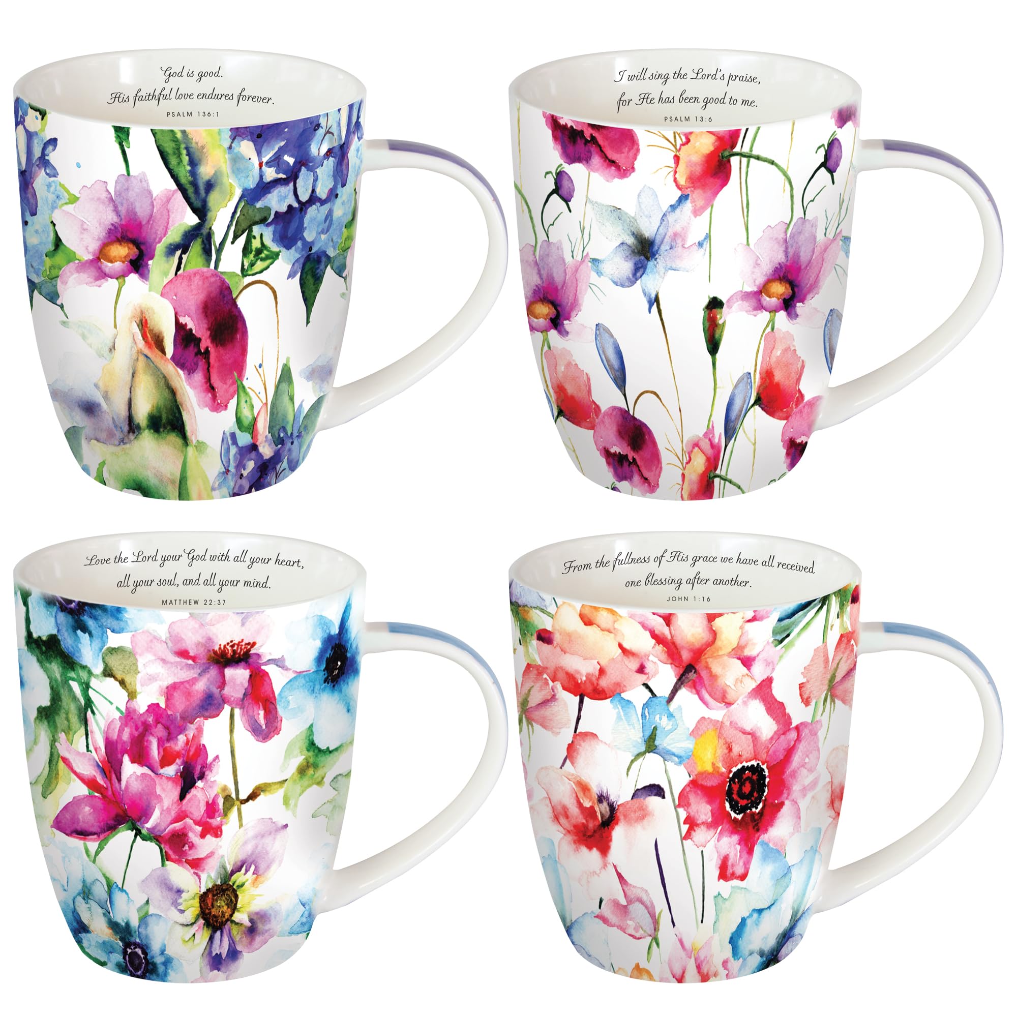 Christian Art Gifts ceramic coffee mug set with 4 mugs