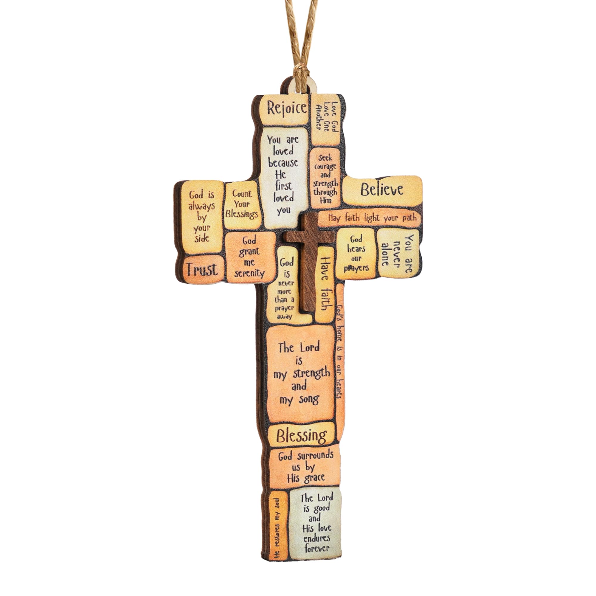 Christian Cross Ornaments For Christmas Tree with Jesus imagery and Bible verse