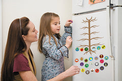 Each ornament magnet 1 1/4 inch diameter included with story card