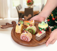 Round decorative Christmas plate with reindeer design