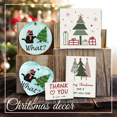 Christmas decorations with black cat design