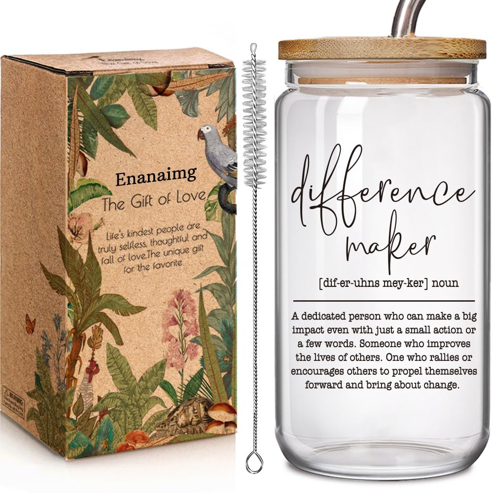 16oz glass cup with lid and straw for gifting