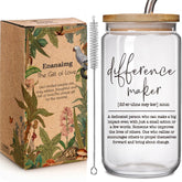 16oz glass cup with lid and straw for gifting